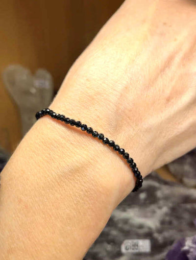 Facettiertes schwarzes Turmalin Armband, 3 mm