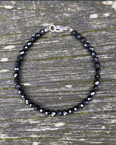 Schwarzes Turmalin-Armband - mit 925er Silberverschluss