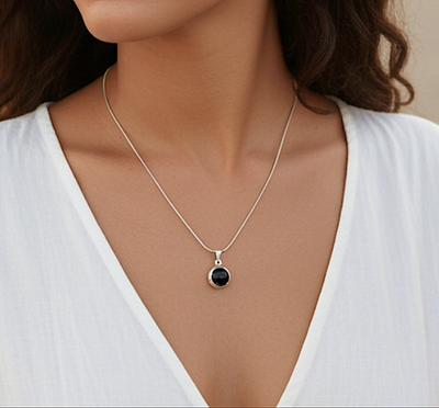 Schwarzer Turmalin - mit/ohne 925er Silberkette