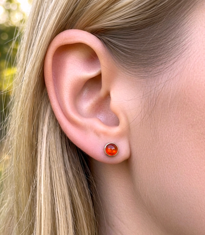 Feueropal Ohrstecker mit 585 Gold (A-Qualität)