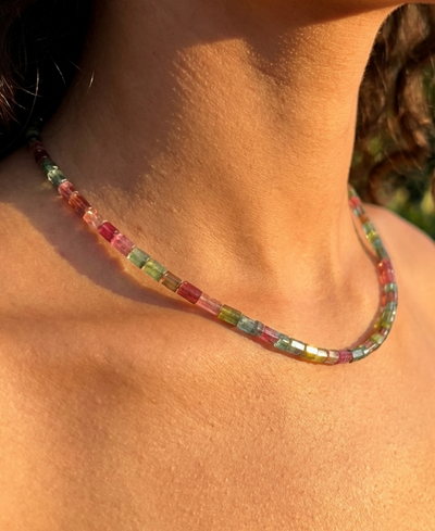 Bunte Turmalin Halskette (A-Qualität)
