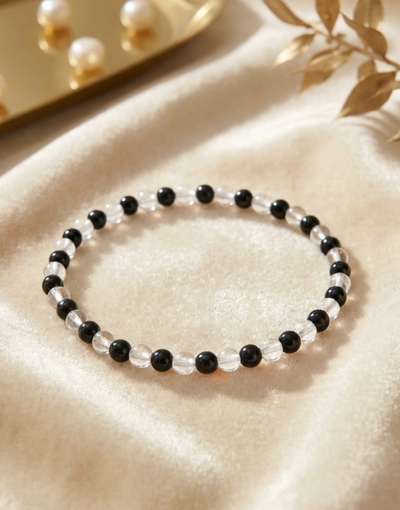 Bergkristall & schwarzes Turmalin Armband