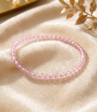 Facettiertes Rosenquarz Armband