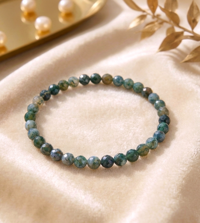 Facettiertes Moosachat Armband