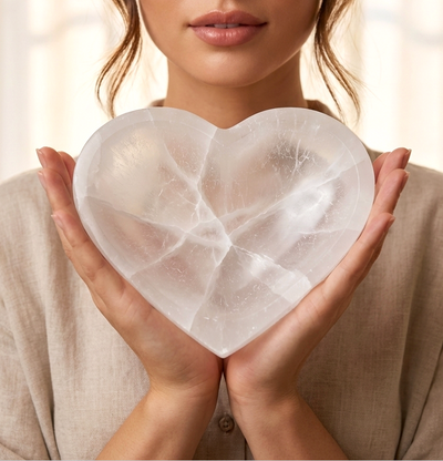 XL Selenit Herz-Schale (A-Qualität) I Designstück