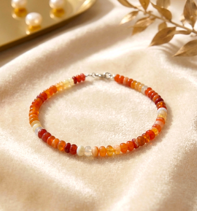 Feueropal Armband - mit 925er Silberverschluss