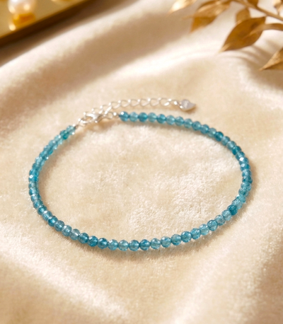 Feines facettiertes Apatit Armband - mit 925er Silberverschluss (A-Qualität)