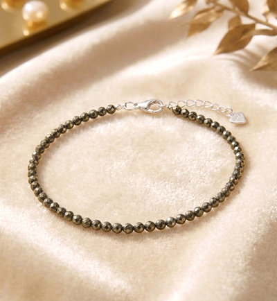 Feines facettiertes Pyrit Armband - mit 925er Silberverschluss (A-Qualität)