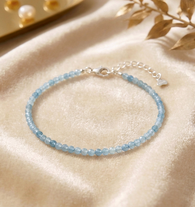 Feines facettiertes Aquamarin Armband - mit 925er Silberverschluss (A-Qualität)