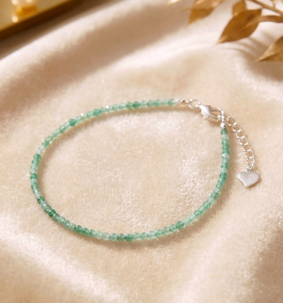 Feines facettiertes Smaragd Armband - mit 925er Silberverschluss (AA-Qualität)