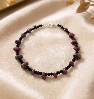 Rubin-Spinell Armband - mit 925er Silberverschluss