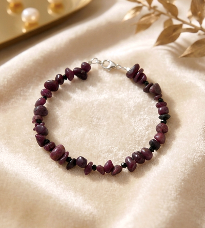 Rubin-Spinell Armband - mit 925er Silberverschluss