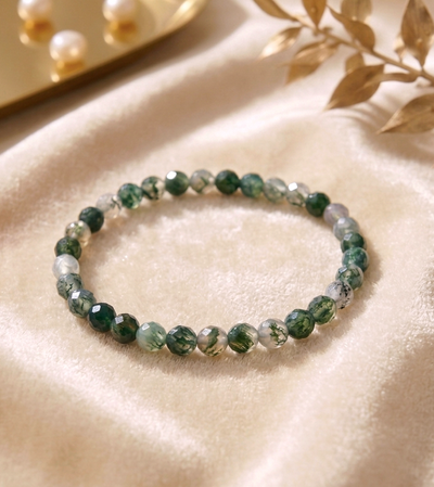 Facettiertes Moosachat Armband