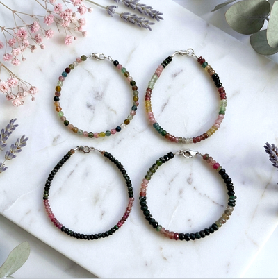 Buntes Turmalin Armband - mit 925er Silberverschluss (teilw. AA-Qualität)