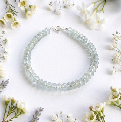 Aquamarin Armband - mit 925er Verschluss (A-Qualität)