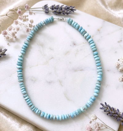 Larimar Halskette - mit 925er Silberverschluss (AA-Qualität)