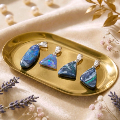 Schwarzer Opal Anhänger - mit 925er Silberöse (teilw. A-Qualität)