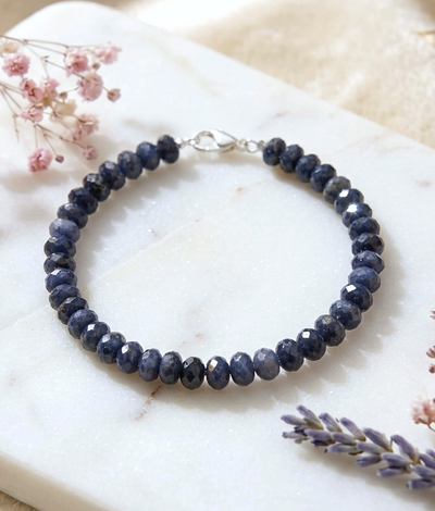 Facettiertes Saphir Armband - mit 925er Silberverschluss (Sehr gute Qualität)