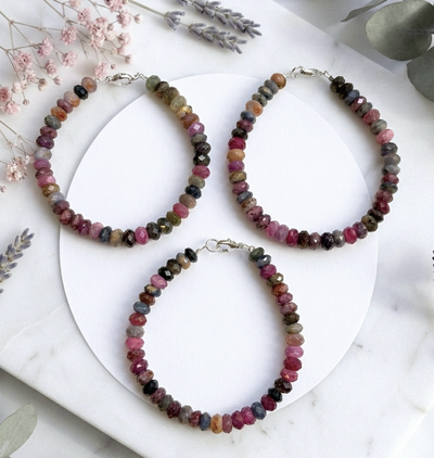 Buntes Turmalin Armband - mit 925er Silberverschluss