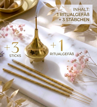 3 Palo Santo Sticks + Ritualgefäß "Aurora" (Set)