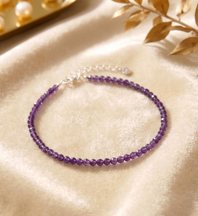 Feines facettiertes Amethyst Armband - mit 925er Silberverschluss (Schöne-Qualität)