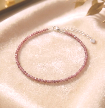 Feines facettiertes Pink Turmalin Armband - mit 925er Silberverschluss
