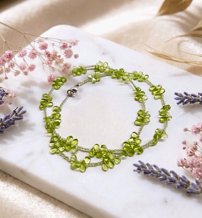 Facettiertes Peridot Halskette - mit 925er Silberverschluss (A-Qualität)