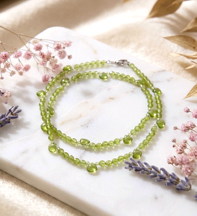 Facettierte Peridot Halskette - mit 925er Silberverschluss (A-Qualität)