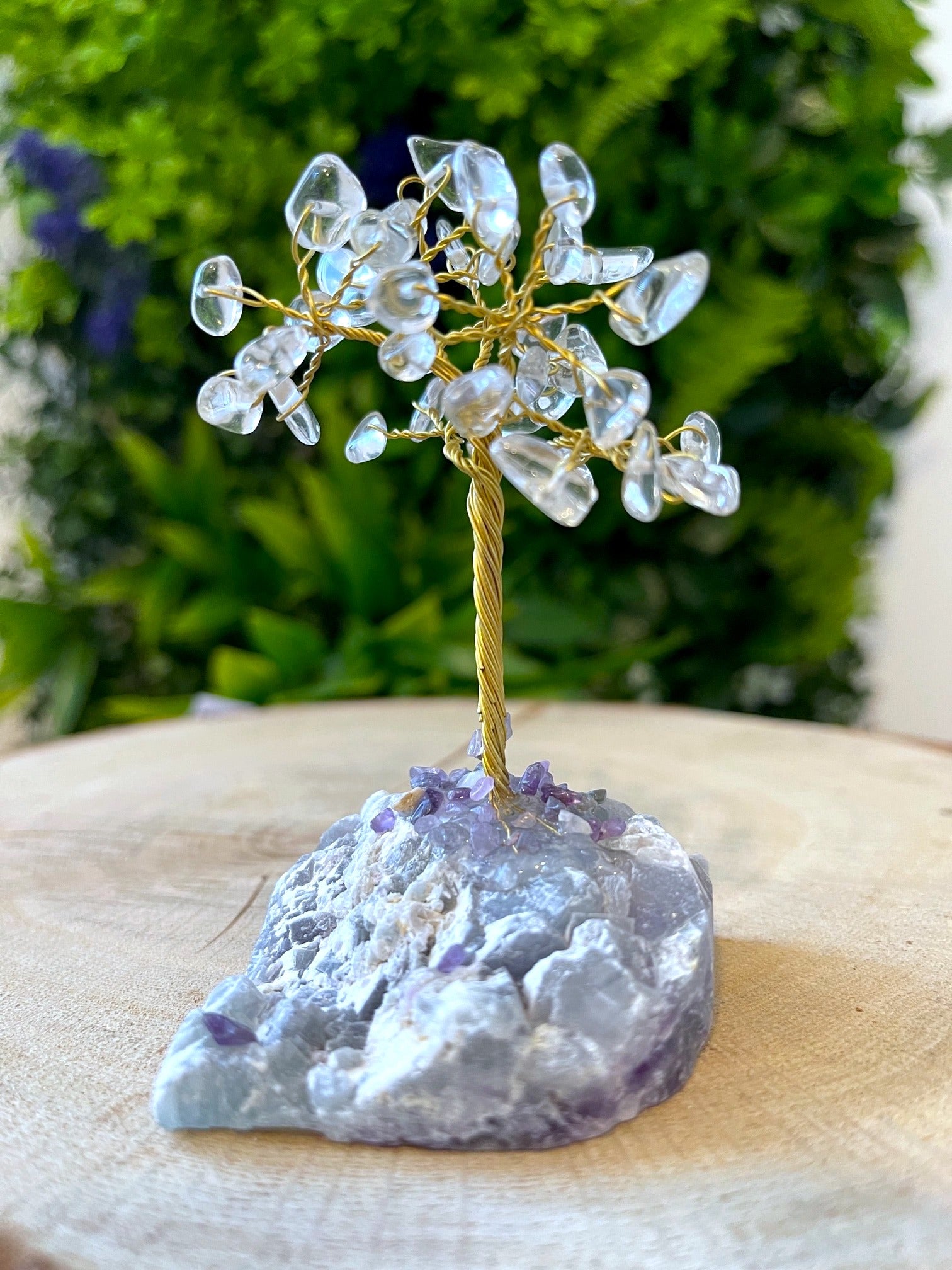 Glücksbaum aus Bergkristall und Fluorit