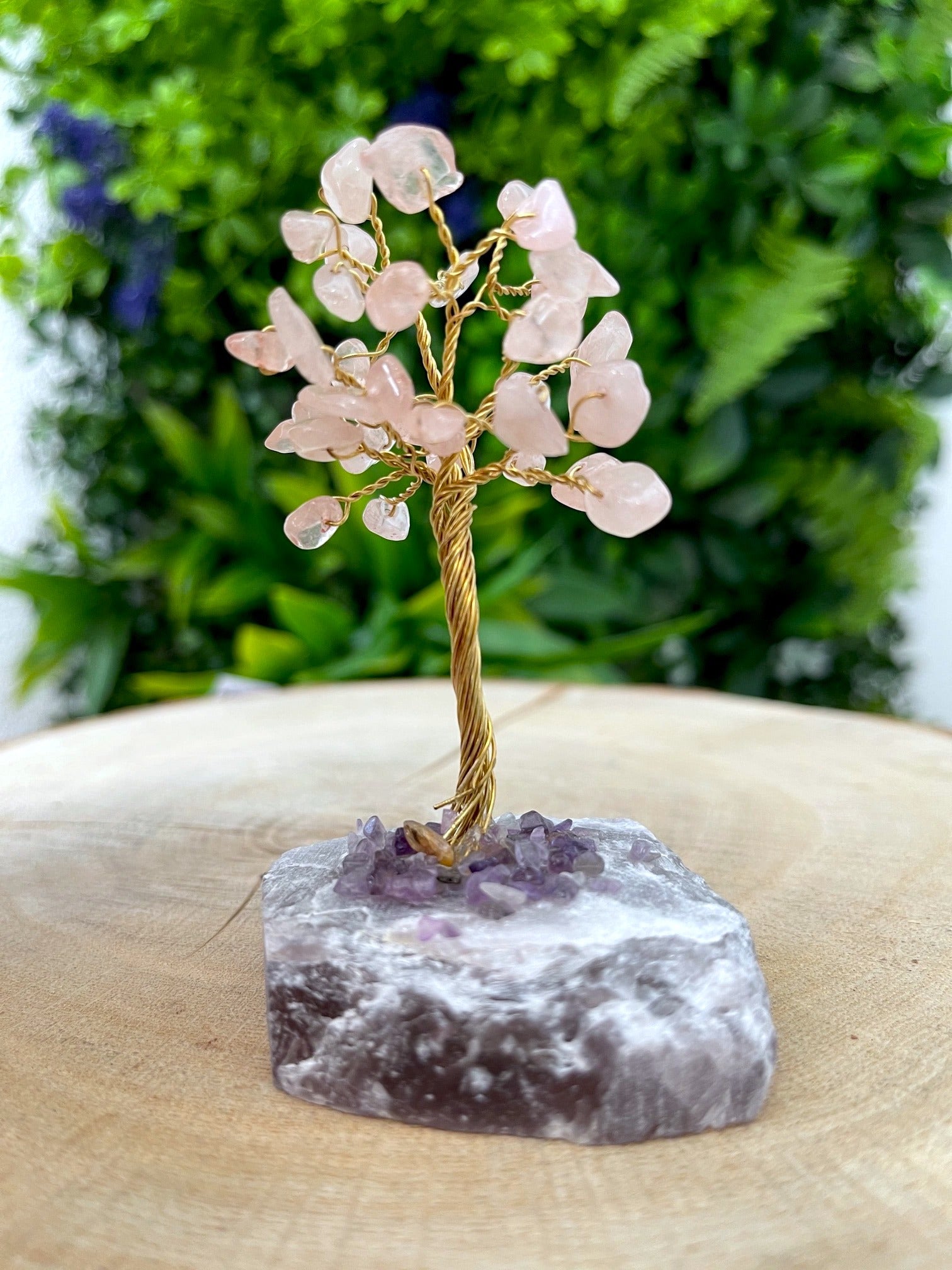 Glücksbaum aus Rosenquarz und Fluorit
