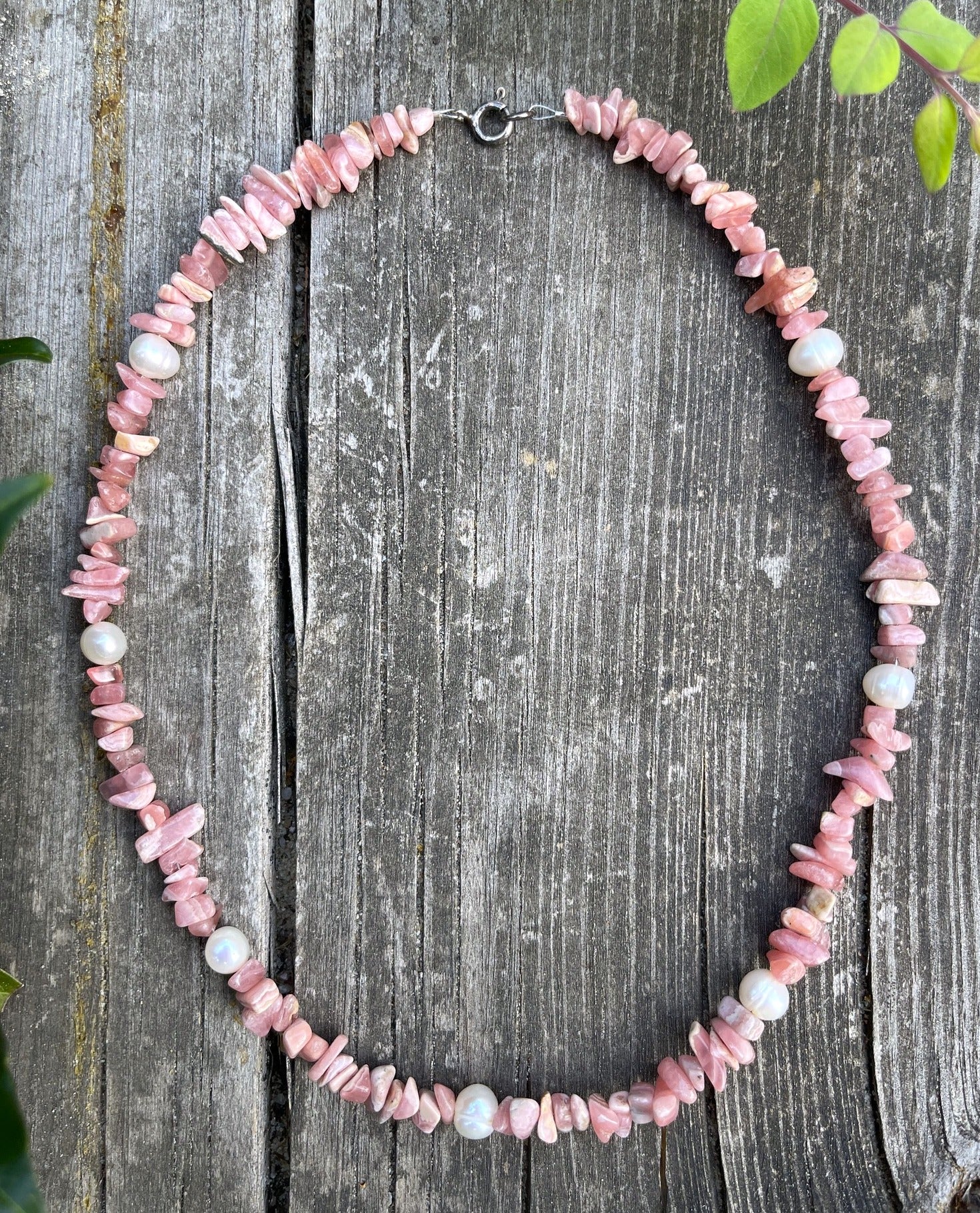 Rhodochrosit Halskette mit Süßwasserperle