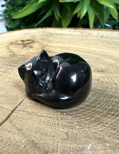 Schwarze Obsidian Katze - Designstück