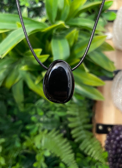 Schwarzer Obsidian Anhänger - mit/ohne Lederband