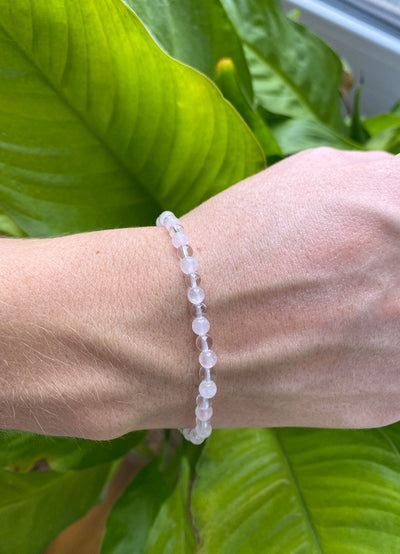 Bergkristall & helles Rosenquarz Armband