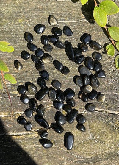 Goldobsidian Trommelsteine - im Goldbeutel