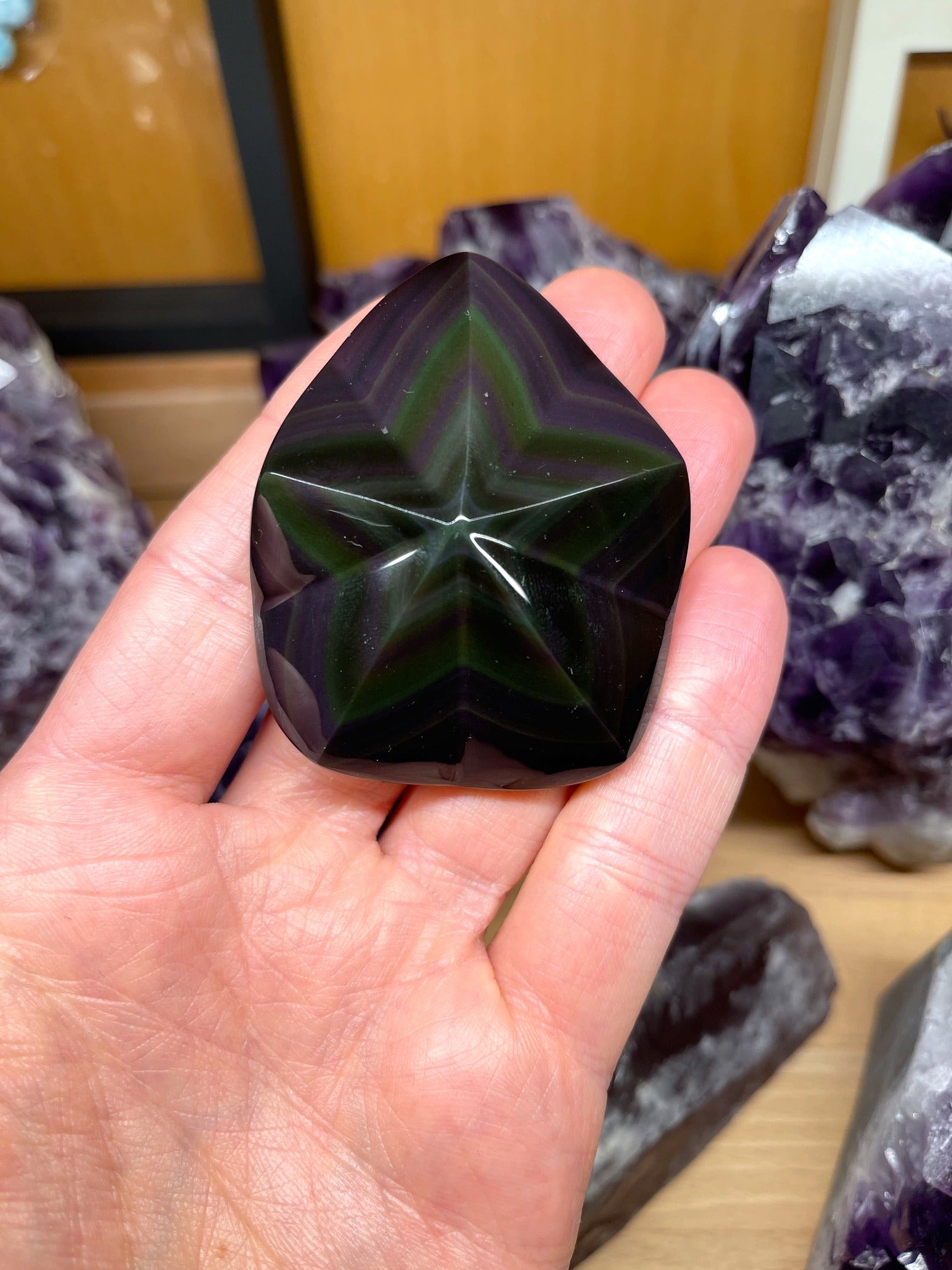 Großer Regenbogen-Obsidian Stern