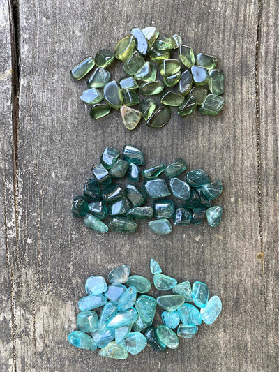 Türkiser/ Blauer/ Grüner Apatit Trommelsteine (Tüte)